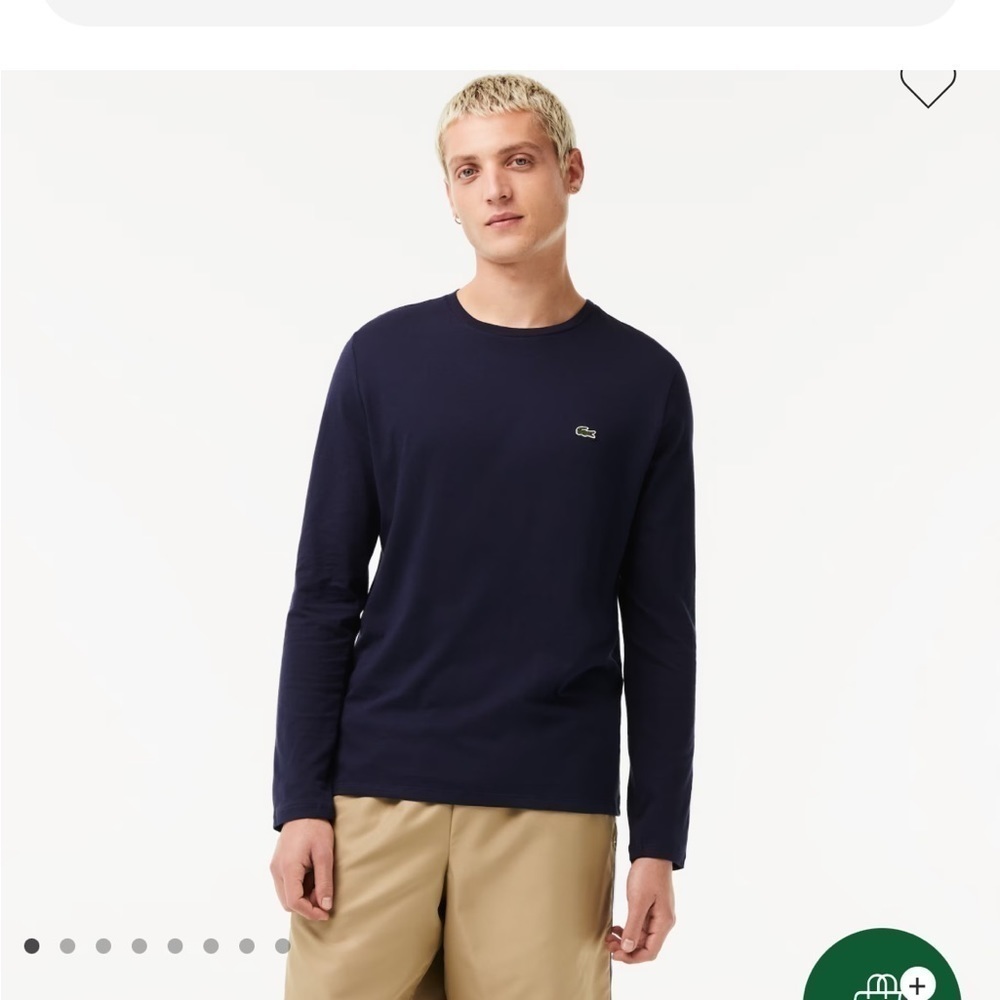 LACOSTE Mens Navy Blue Regular Fit Pima Cotton Long Sleeve Shirt Sz M